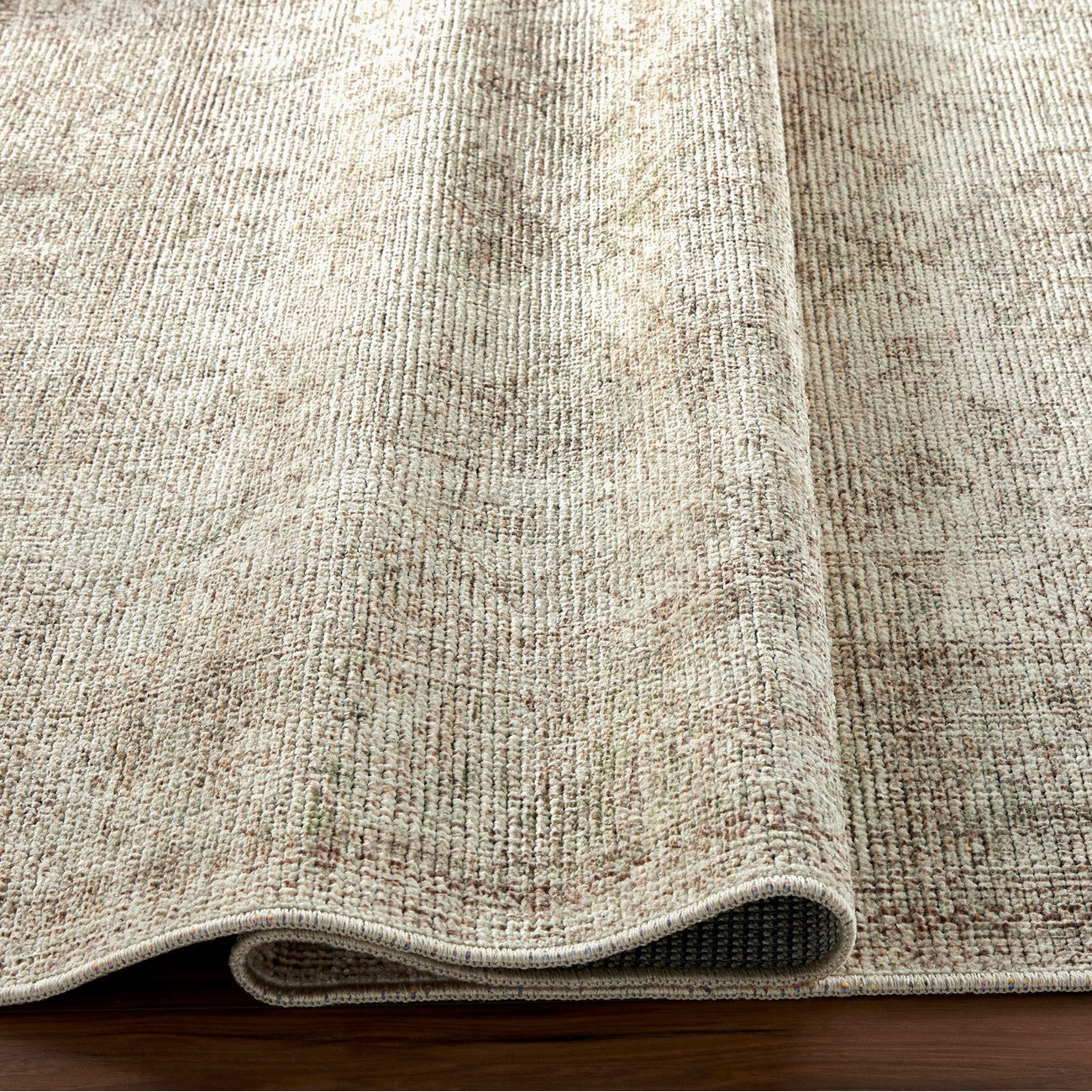 AASHI Becki Owens x Livabliss Vintage Traditional Oriental Boho Sage/Cream Area Rug Fold
