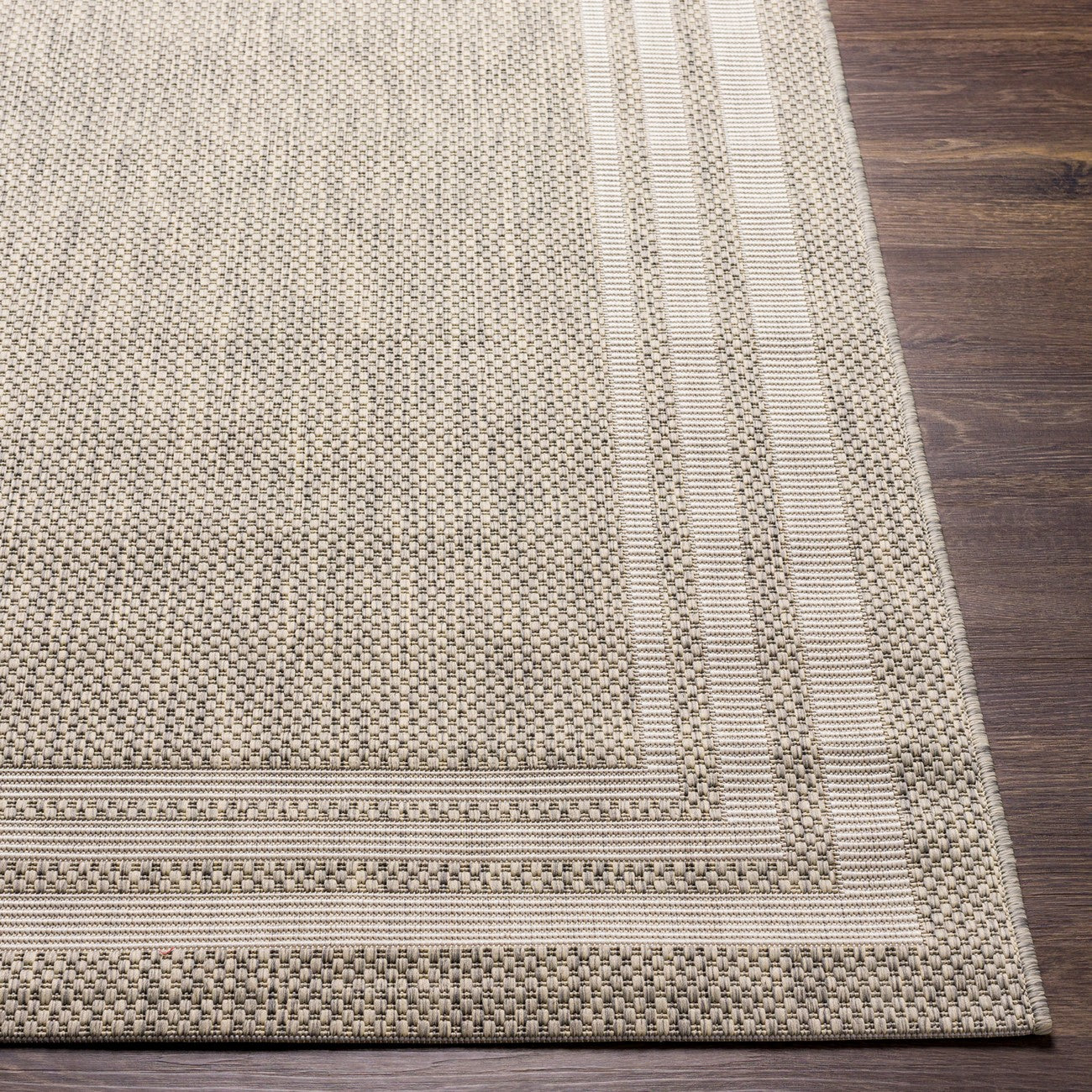 AKRITI Indoor & Outdoor Traditional Light Grey Area Rug Front