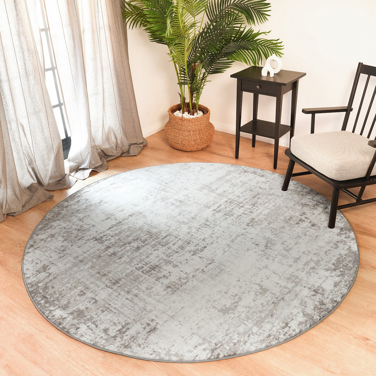 ALIX Abstract Modern Marble Medium Grey Area Rug Roomscene