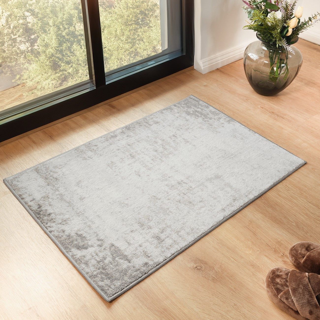 ALIX Abstract Modern Marble Medium Grey Area Rug Roomscene