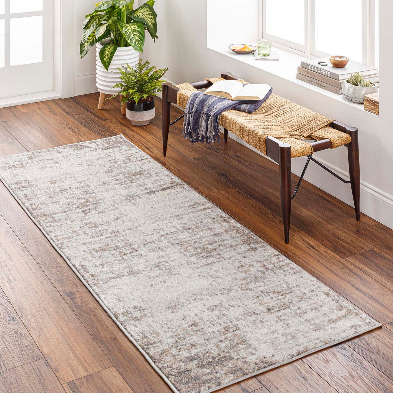 ALIX Abstract Modern Marble Medium Grey Area Rug Roomscene