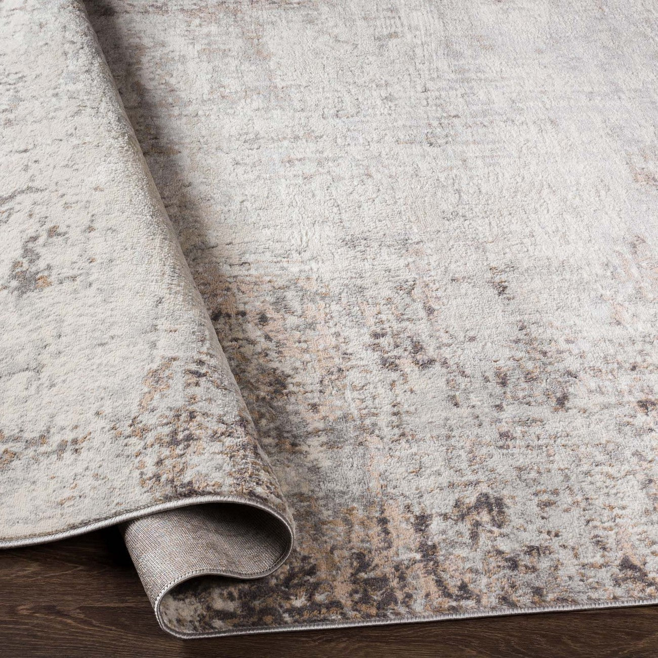 ALIX Abstract Modern Marble Medium Grey Area Rug Fold