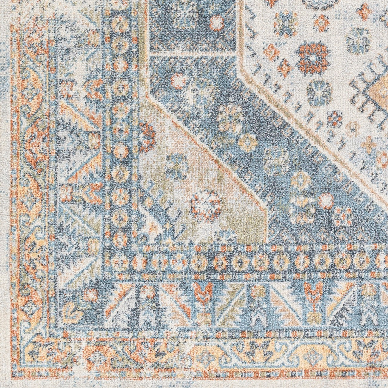 ALKA Machine Washable Traditional Boho Denim Area Rug Swatch