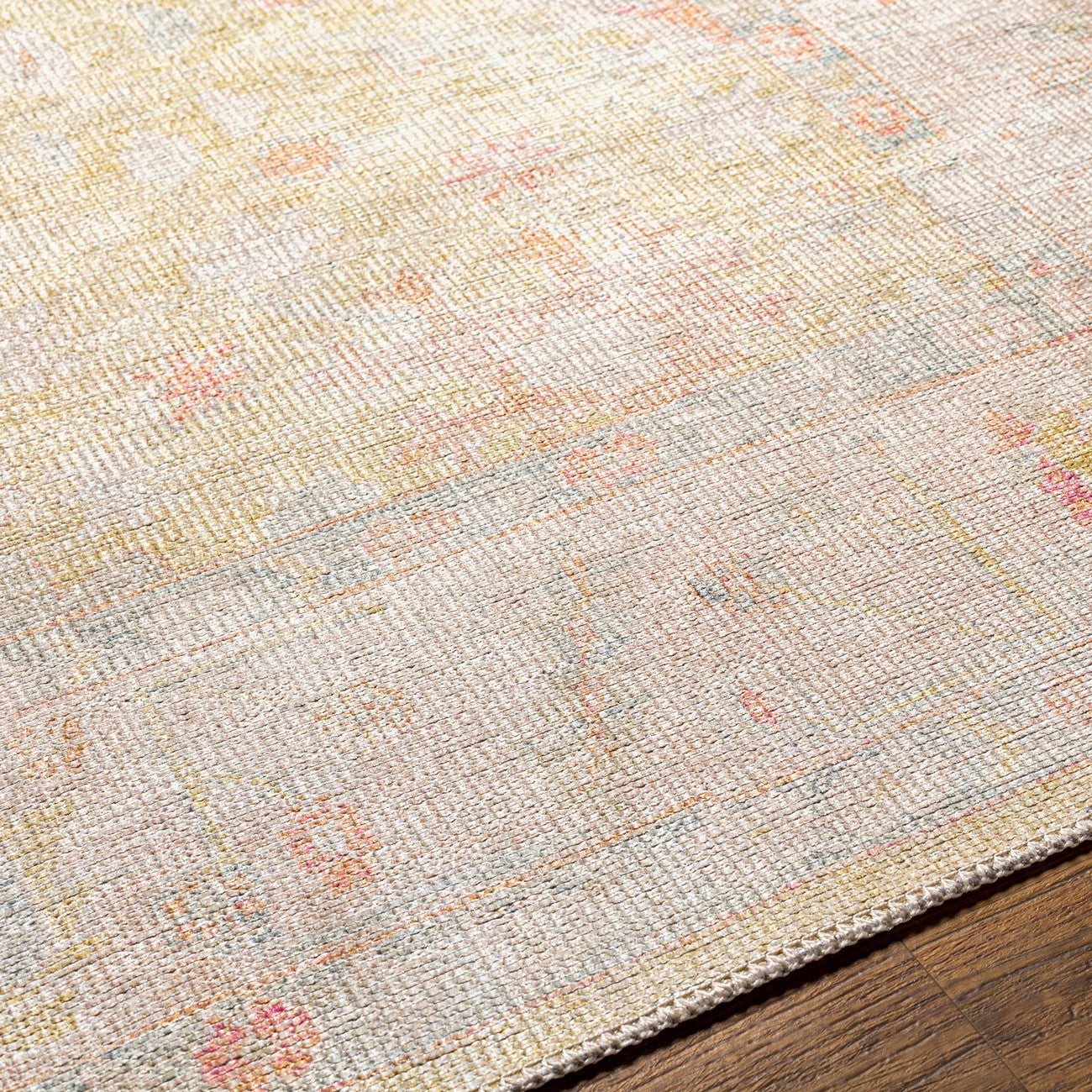 AMARI Machine Washable Traditional Boho Sage Area Rug Texture