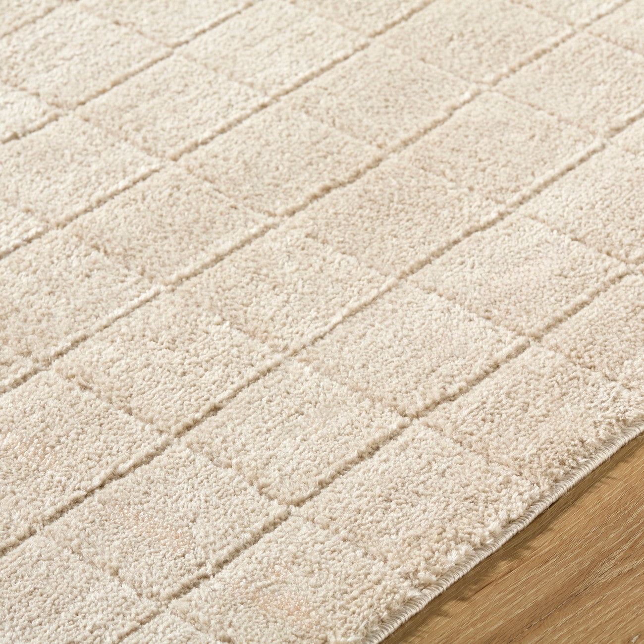 AMINA Our PNW Home x Livabliss Scandi High Pile Light Beige/Light Brown Area Rug Texture