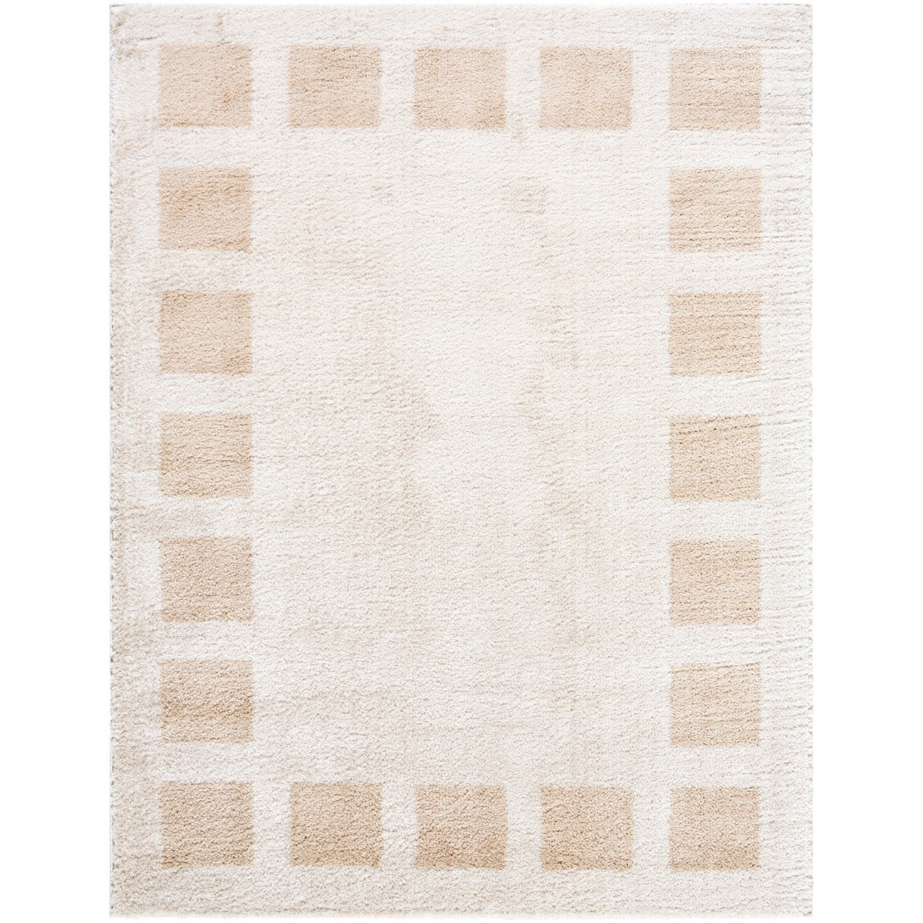 AMINE Machine Washable Modern Shaggy Beige Area Rug Flat