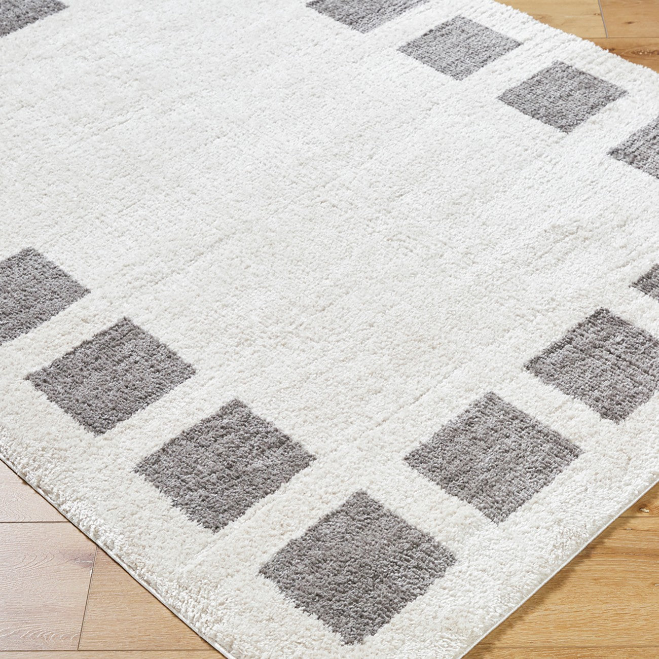 AMINE Machine Washable Modern Shaggy Charcoal Area Rug Corner