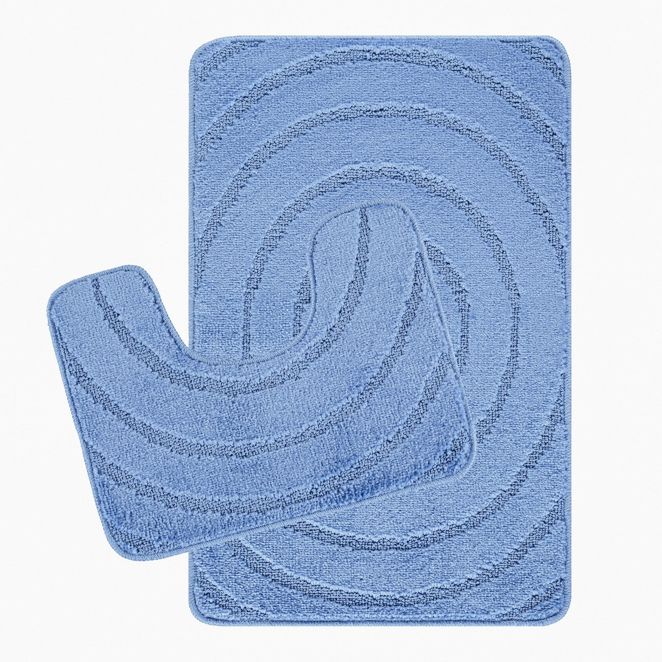 APRIL Piece Machine Washable Non-Slip Blue Bathroom Rug Set Blue