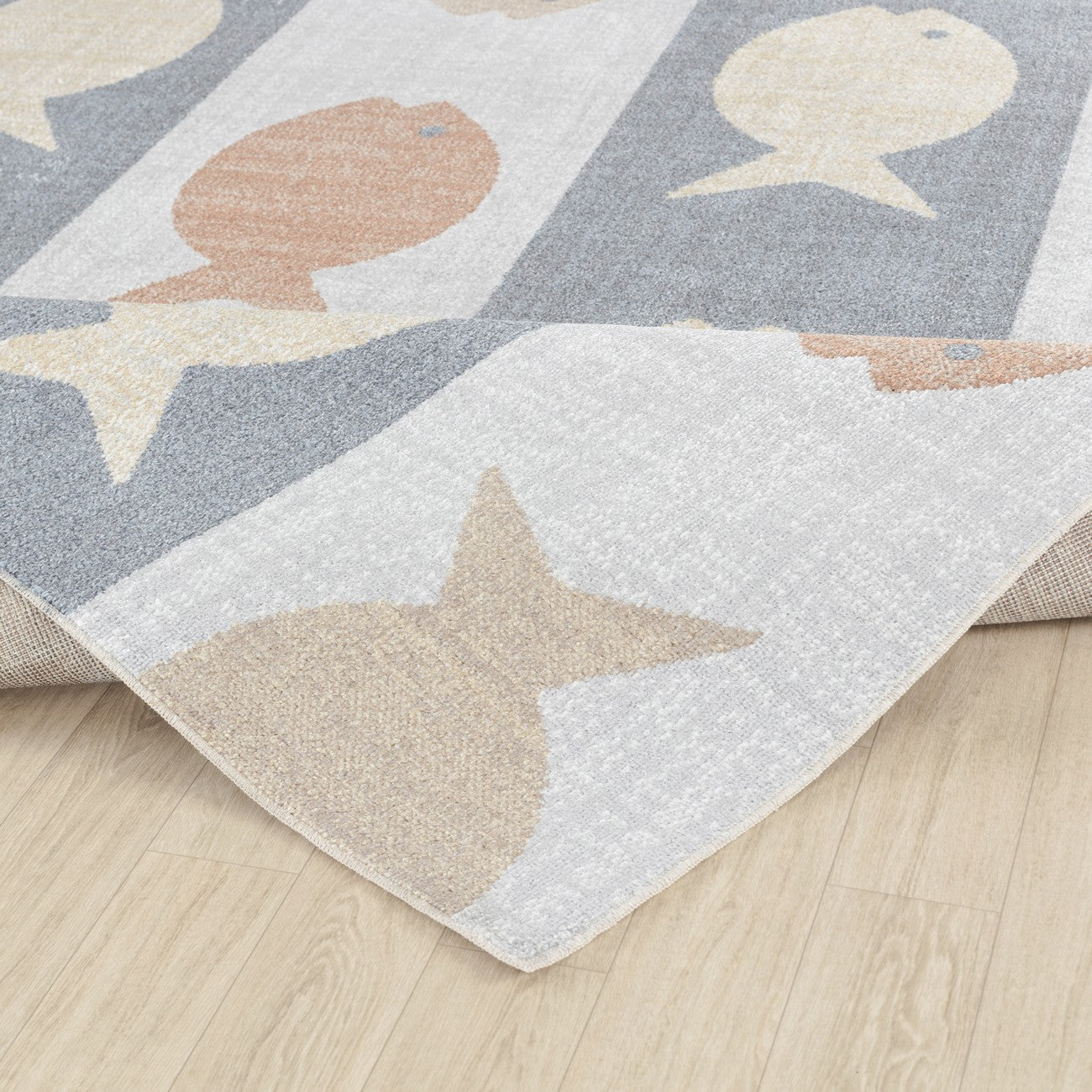 AQUAFIESTA Machine Washable Kids Room Rug Fold