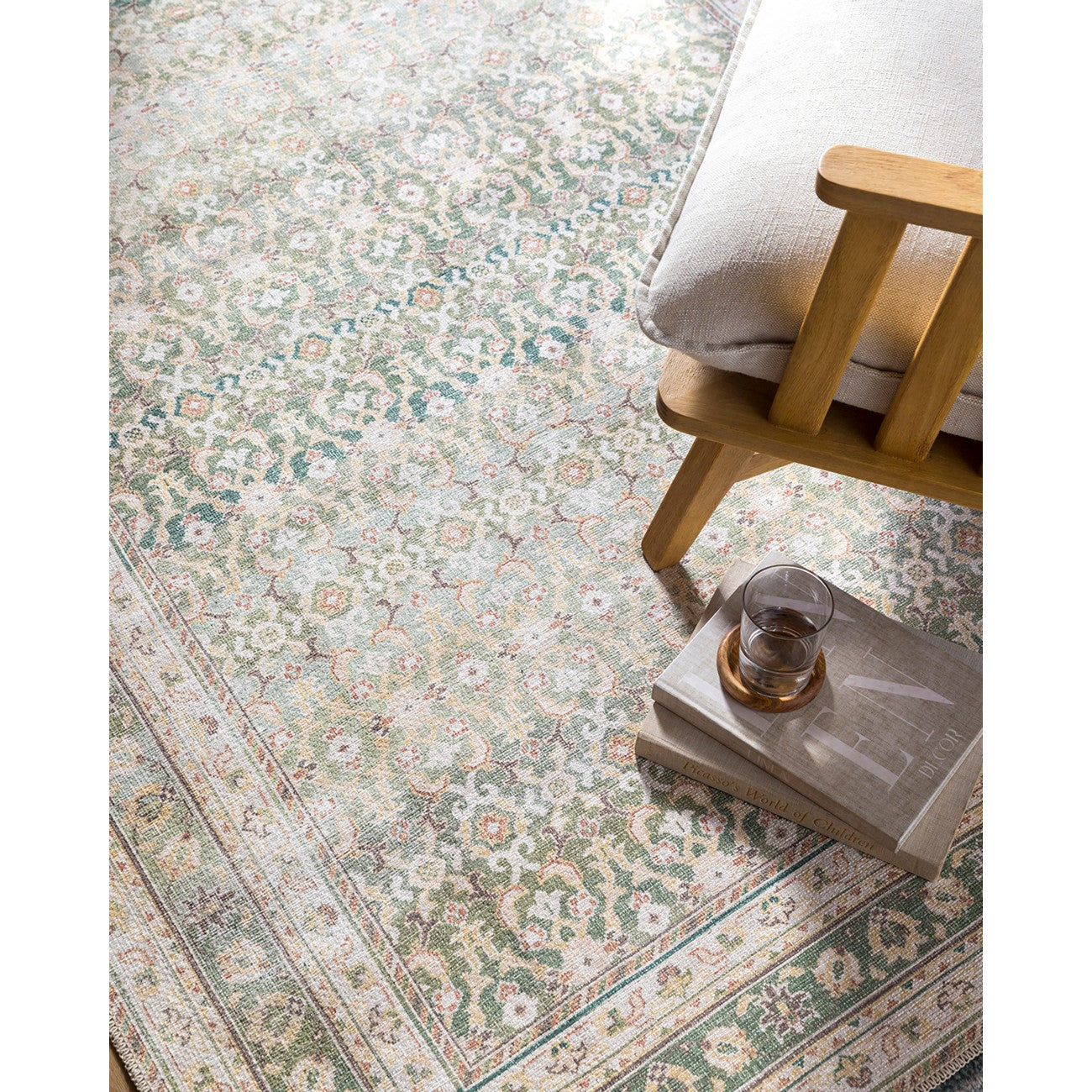 ARMITA Our PNW Home x Livabliss Machine Washable Oriental Boho Olive Area Rug