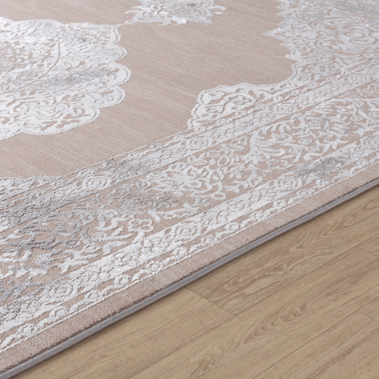 AZRA Vintage Traditional Oriental Boho Beige/White Area Rug Texture