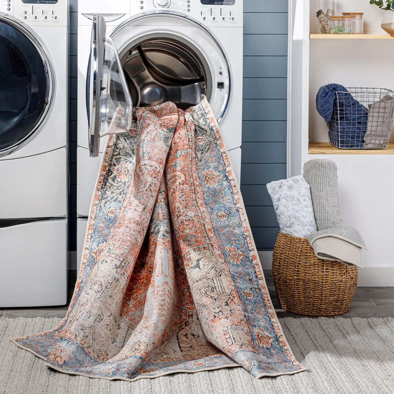 LANA Machine Washable Traditional Boho Brown/Tan/Ivory Area Rug Styleshot