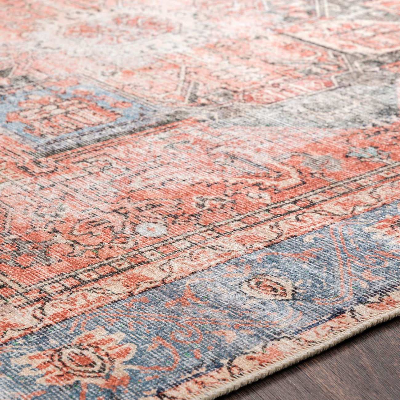 LANA Machine Washable Traditional Boho Brown/Tan/Ivory Area Rug Texture