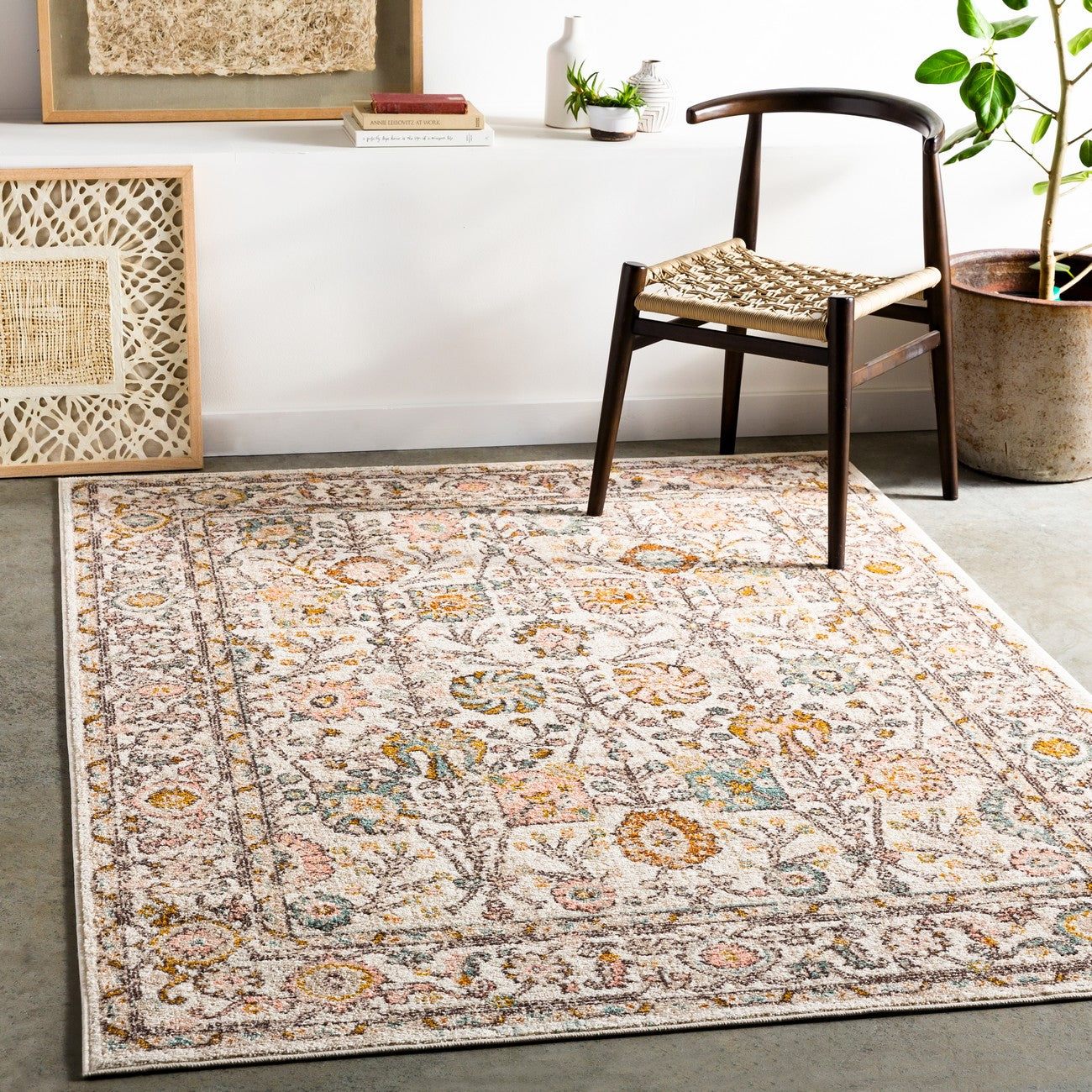 AMIRA Vintage Traditional Oriental Boho Burnt Orange Area Rug Roomscene