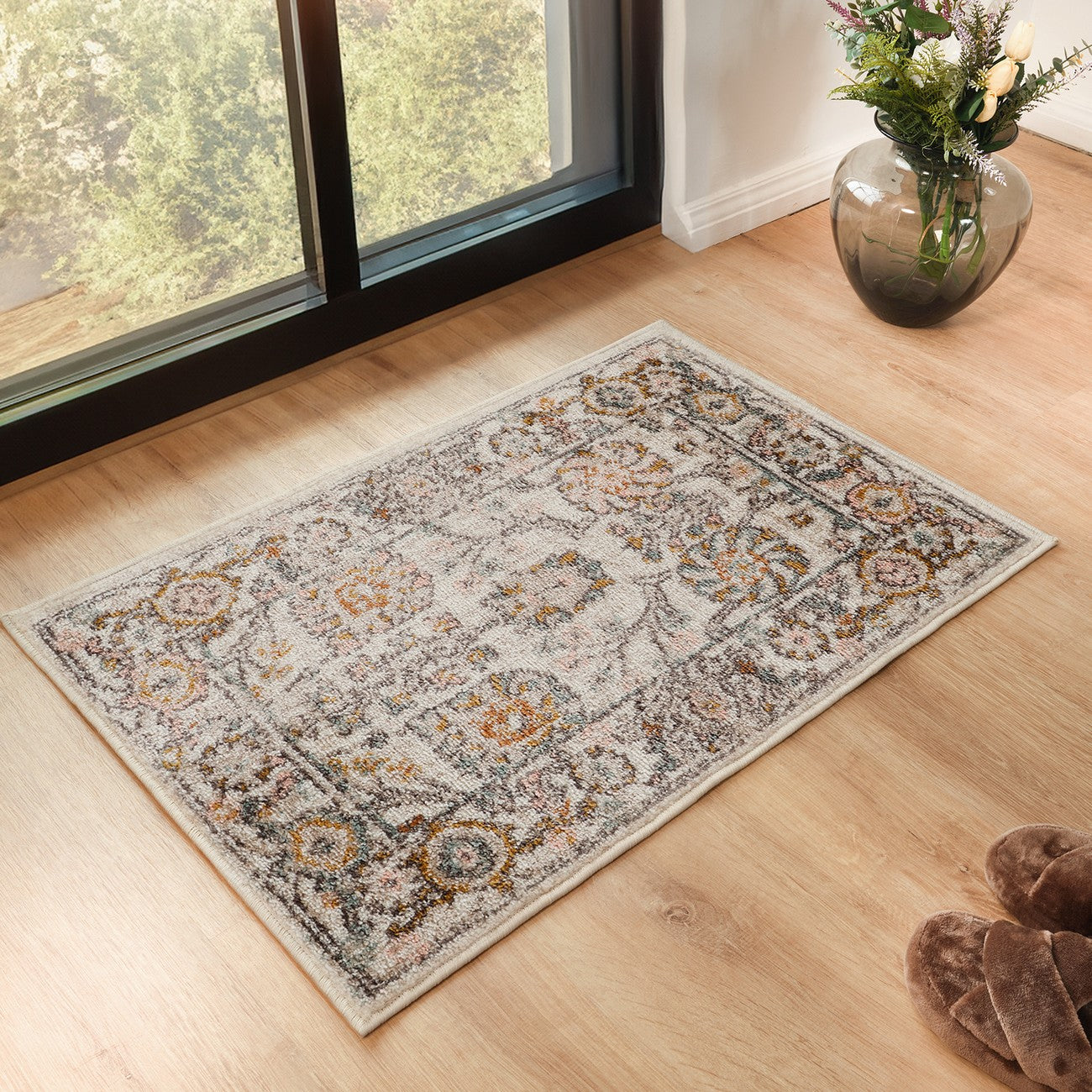 AMIRA Vintage Traditional Oriental Boho Burnt Orange Area Rug Roomscene