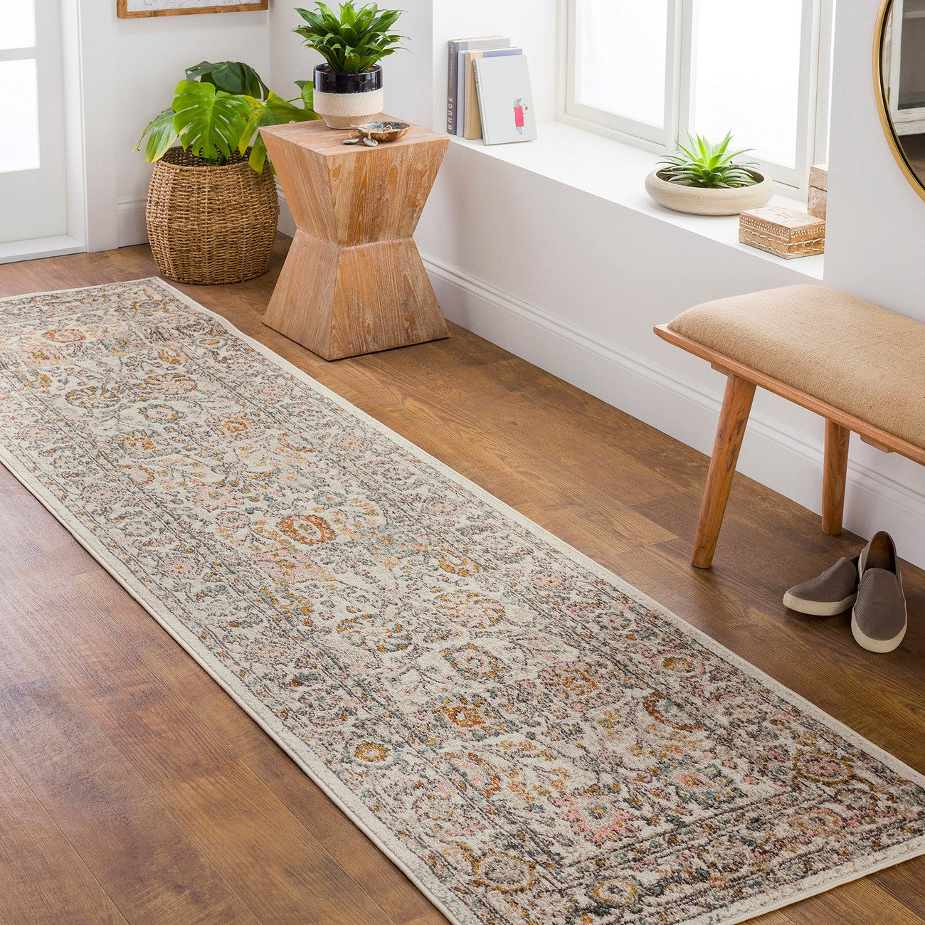 AMIRA Vintage Traditional Oriental Boho Burnt Orange Area Rug Roomscene