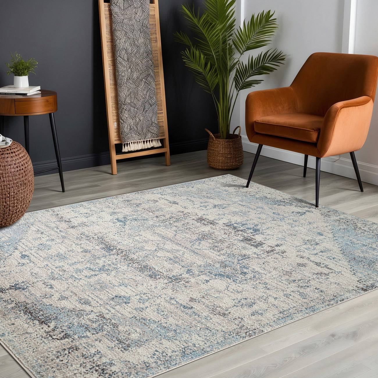 LYA Vintage Traditional Oriental Boho Ivory Area Rug Roomscene