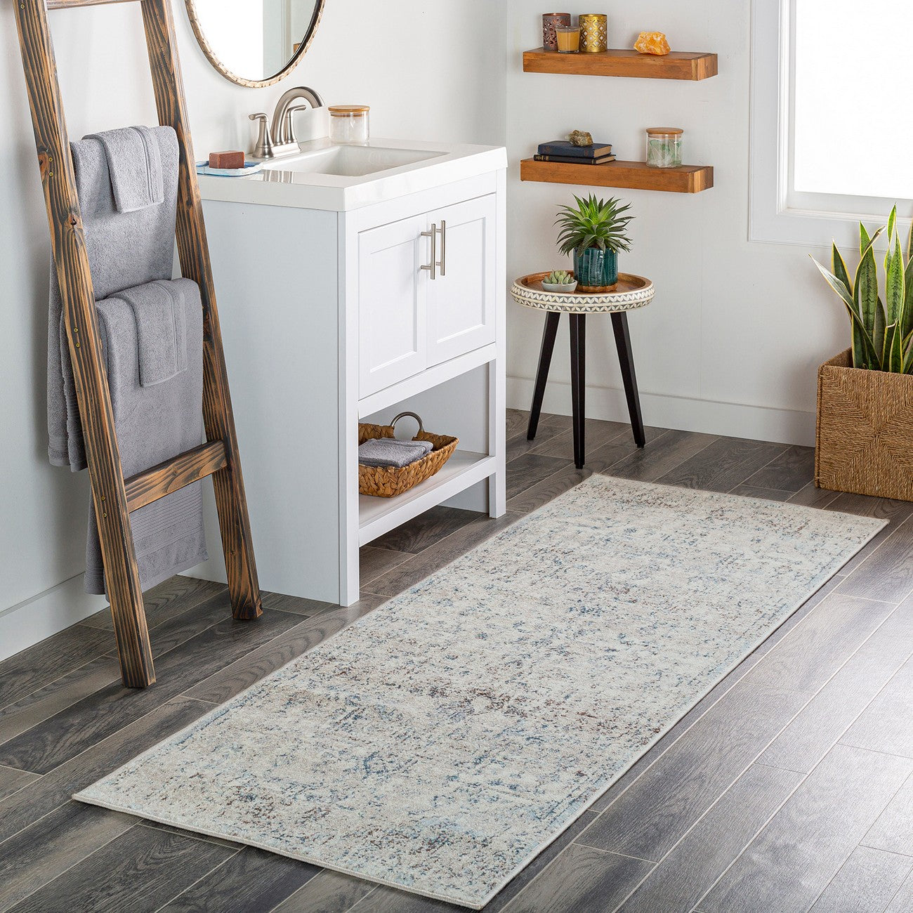LYA Vintage Traditional Oriental Boho Ivory Area Rug Roomscene