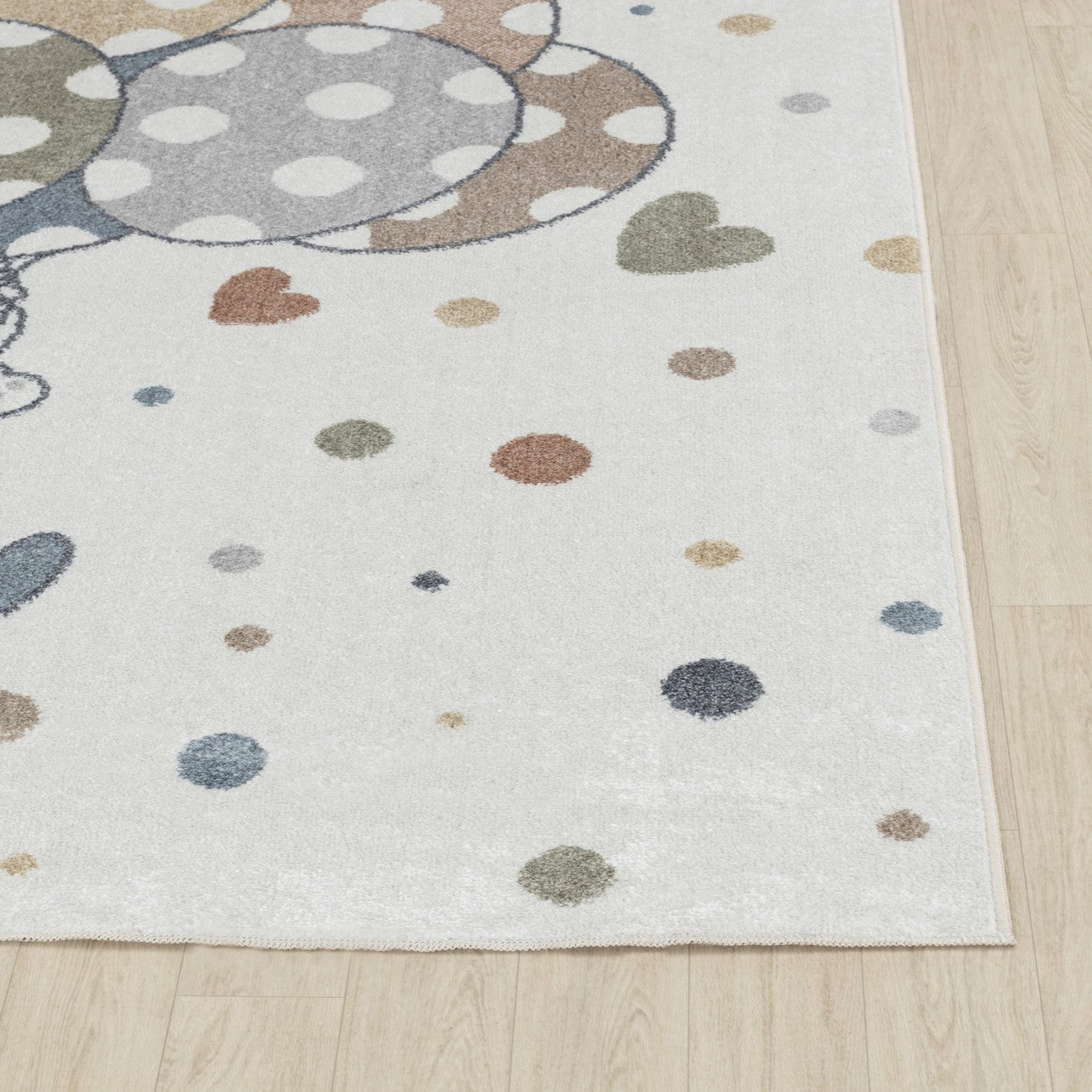 BALLON BUDDY Machine Washable Multicolour/Beige Kids Room Rug Front