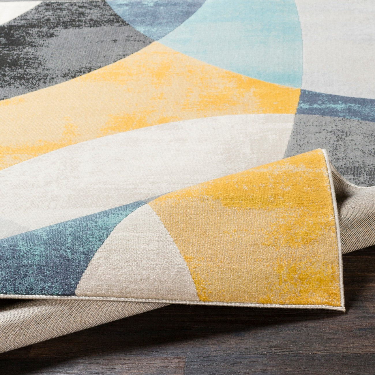 BEA Scandi Modern Aqua Area Rug Fold