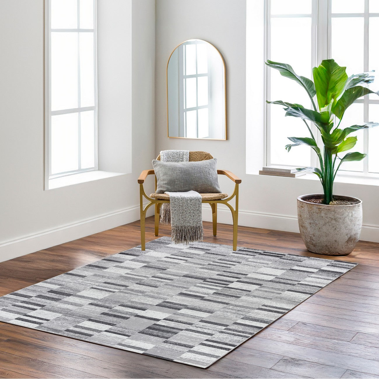 BHAUMI Scandi Modern Black Area Rug Roomscene