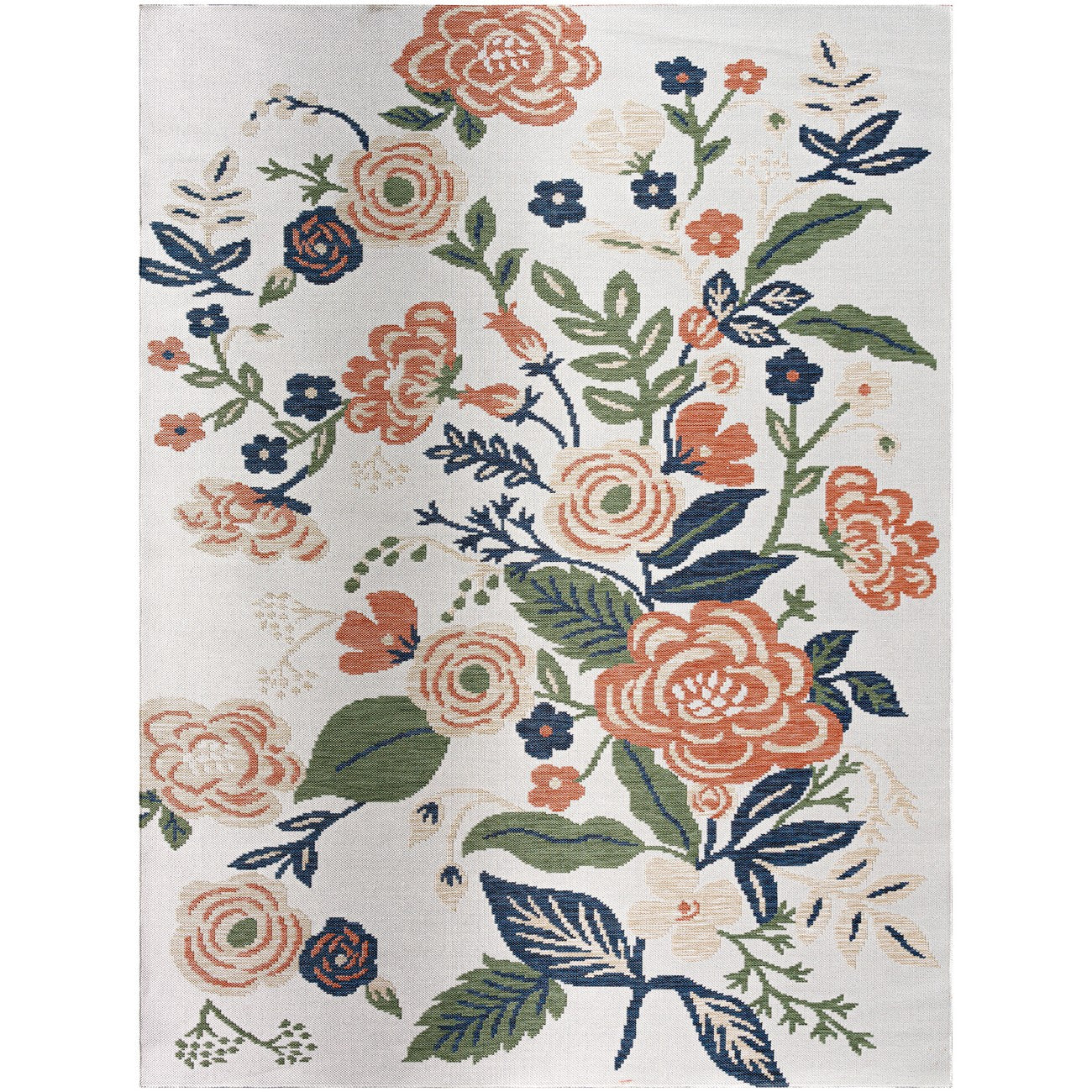 SHIFU Indoor & Outdoor Modern Rust/Dark Moss Area Rug