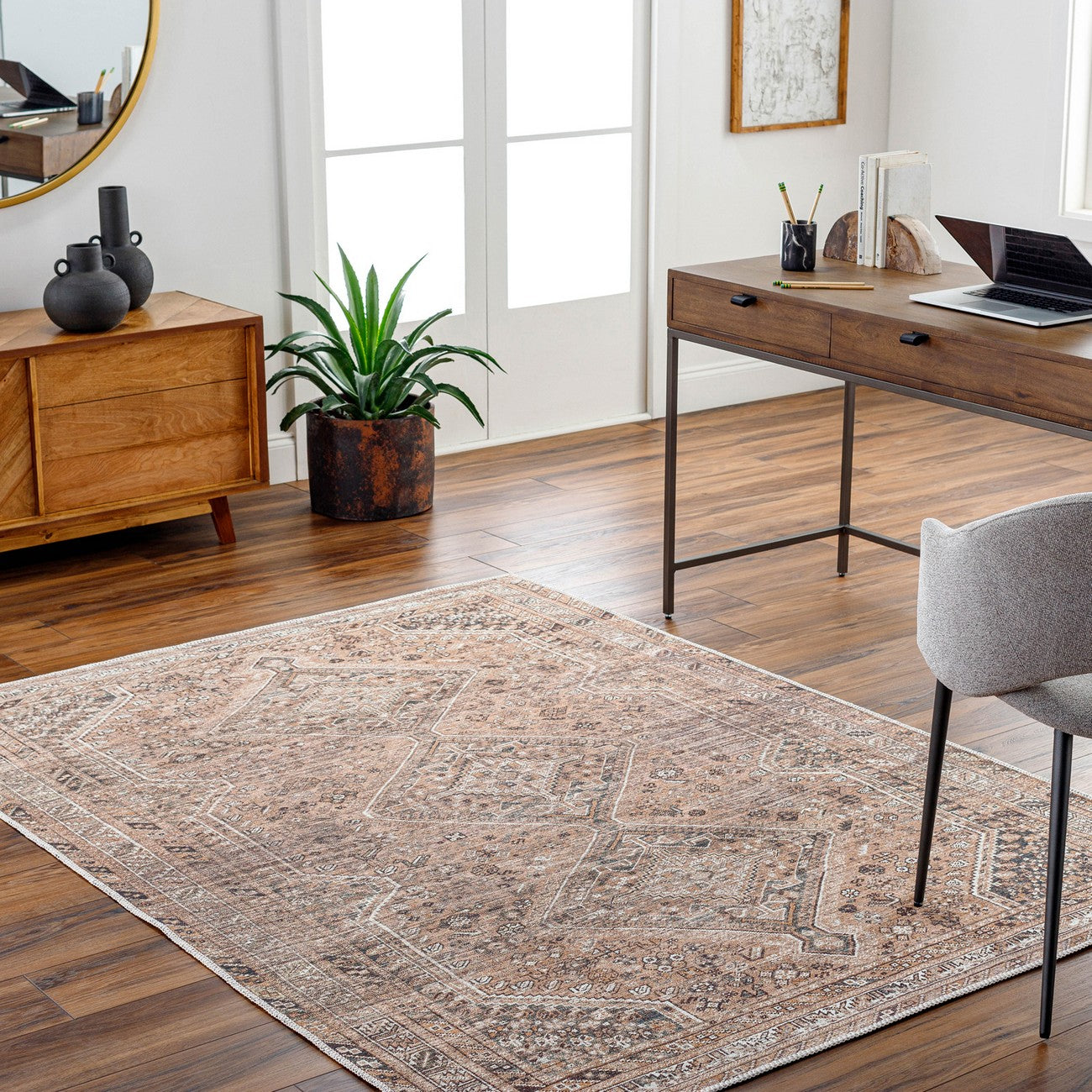 CALYPSO Machine Washable Traditional Boho Cider Area Rug Roomscene