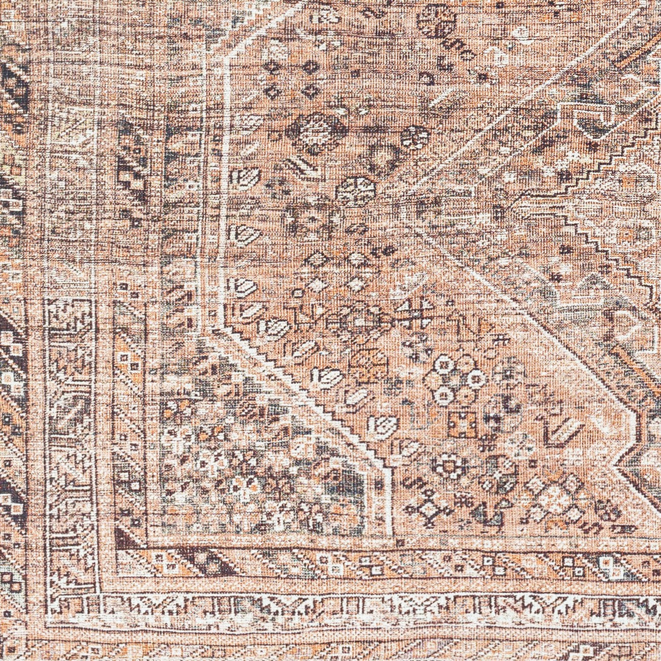CALYPSO Machine Washable Traditional Boho Cider Area Rug Swatch