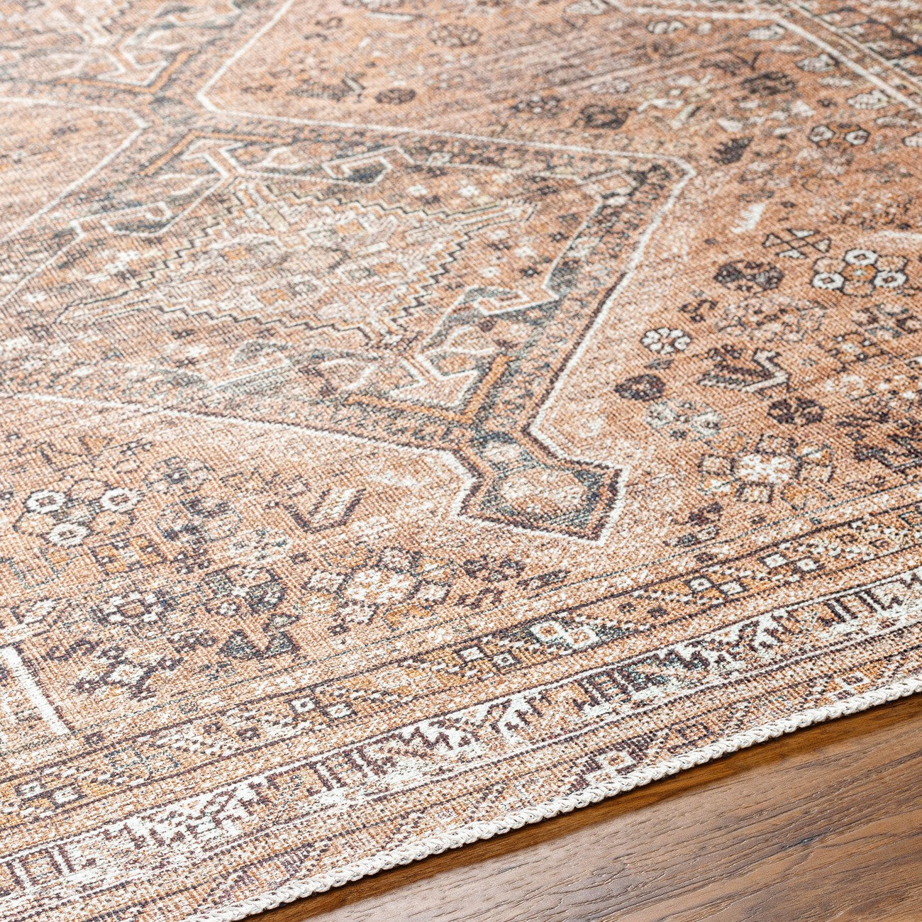 CALYPSO Machine Washable Traditional Boho Cider Area Rug Texture
