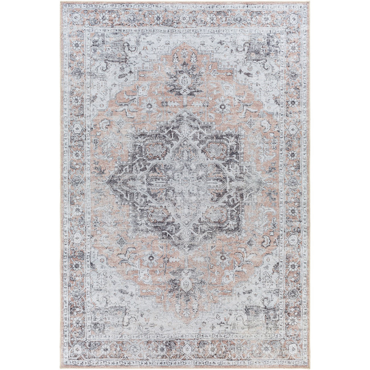 CAPUCINE Machine Washable Modern Boho Grey Area Rug