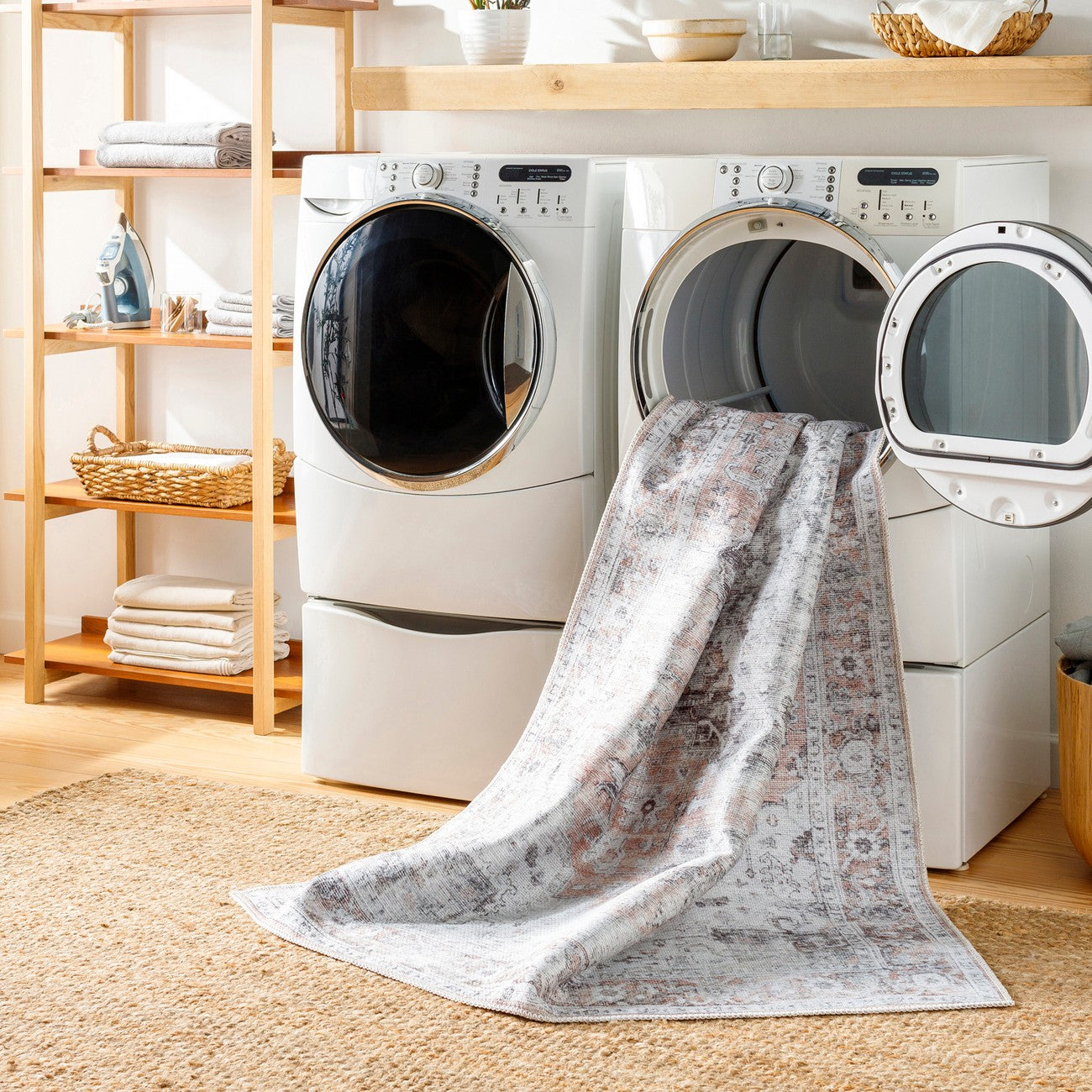 CAPUCINE Machine Washable Modern Boho Grey Area Rug
