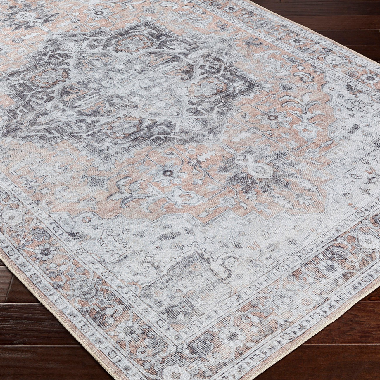 CAPUCINE Machine Washable Modern Boho Grey Area Rug