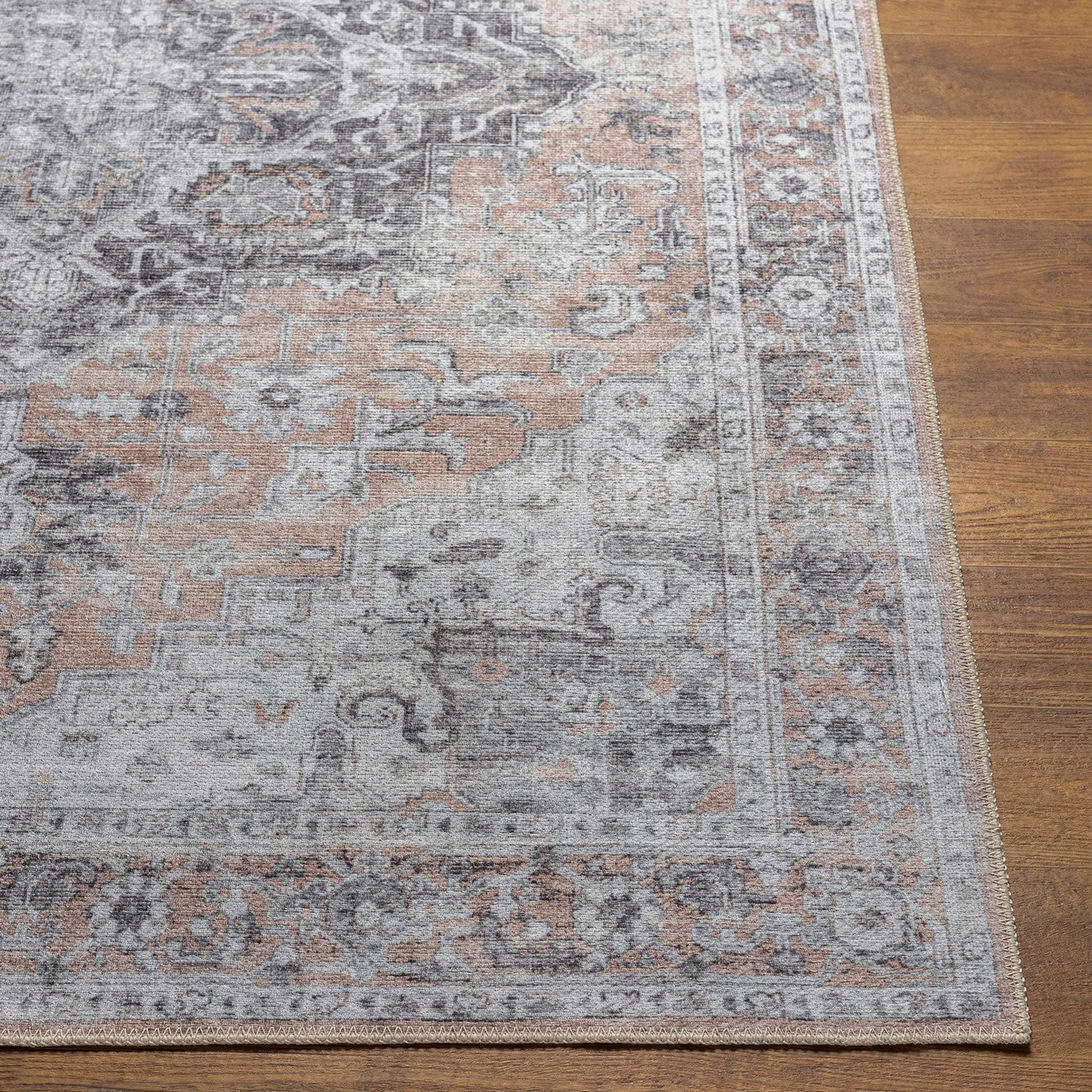 CAPUCINE Machine Washable Modern Boho Grey Area Rug