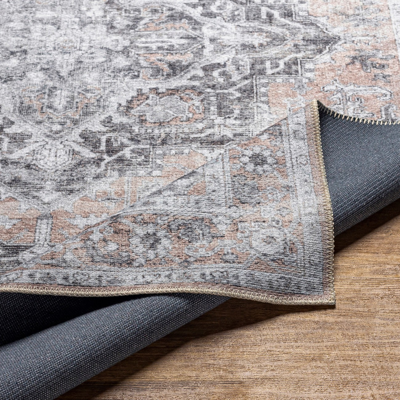 CAPUCINE Machine Washable Modern Boho Grey Area Rug