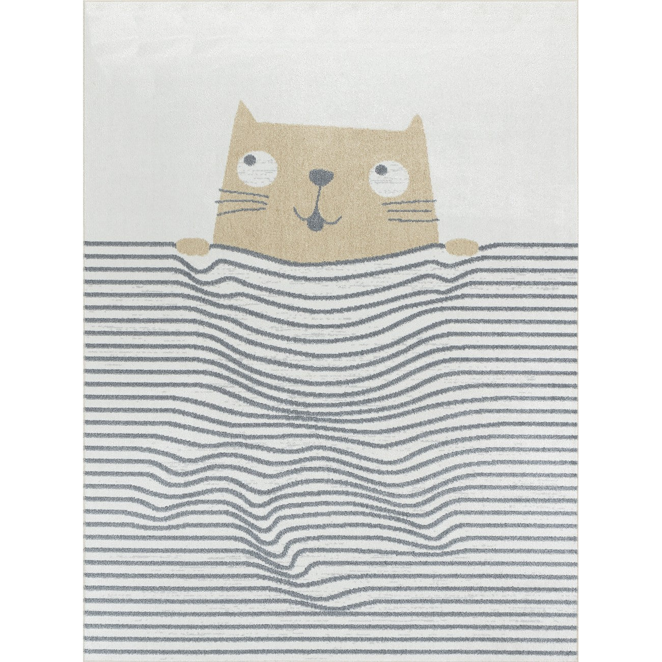 CATNAP Machine Washable Brown/Beige Kids Room Rug Flat