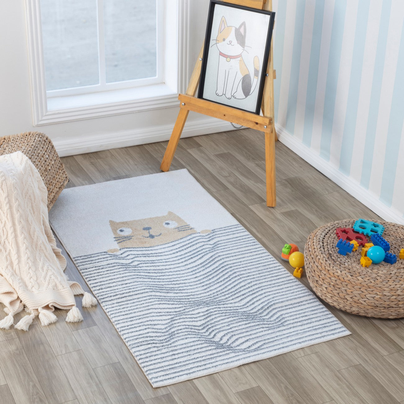 CATNAP Machine Washable Brown/Beige Kids Room Rug Roomscene