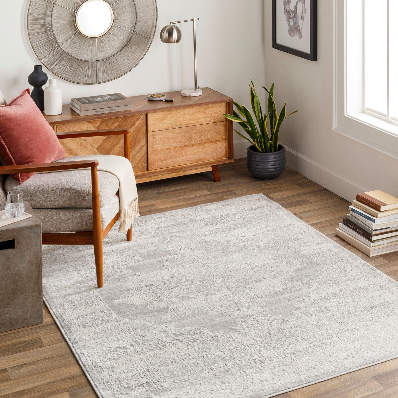 CEREN Vintage Traditional Oriental Boho Grey Area Rug Roomscene