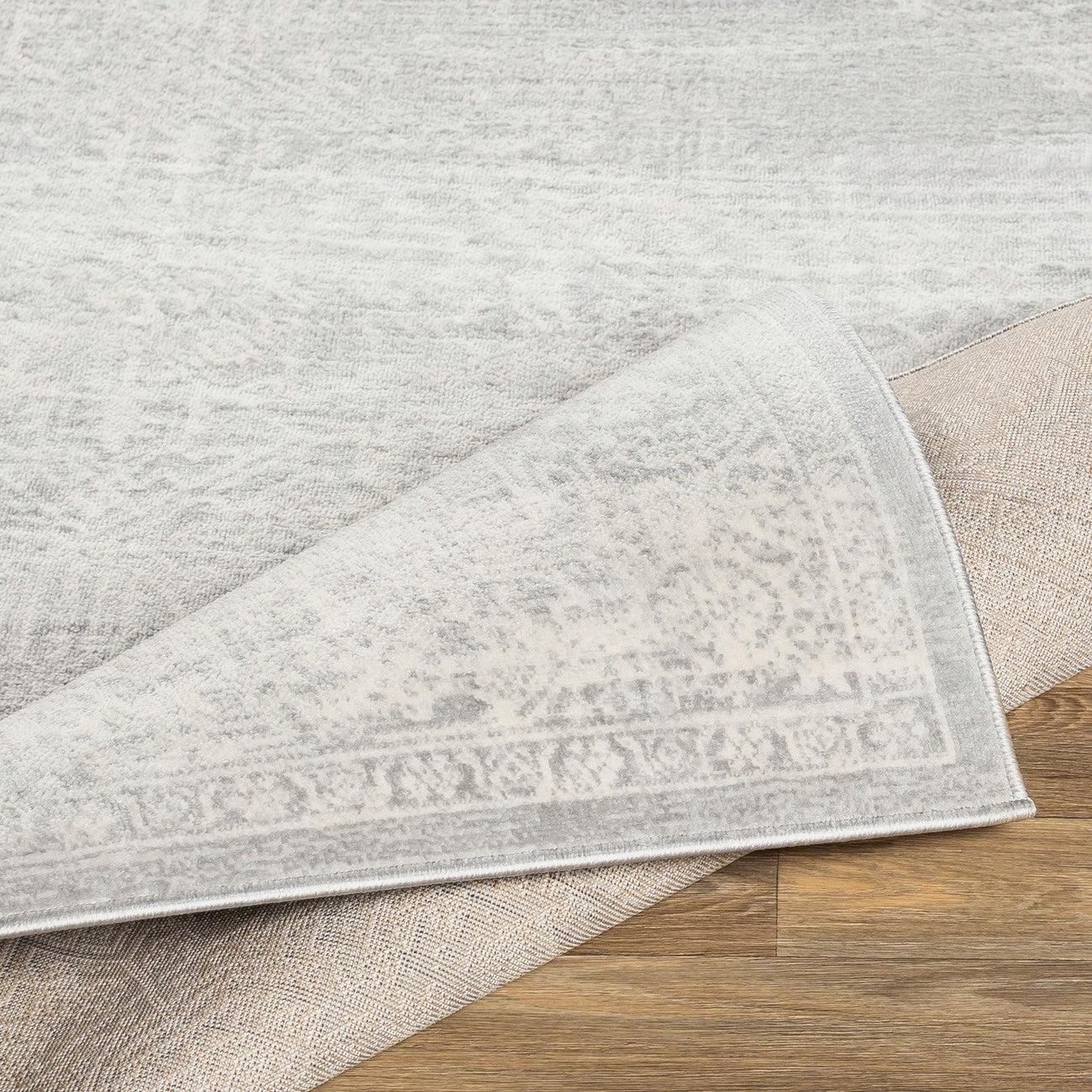 CEREN Vintage Traditional Oriental Boho Grey Area Rug Fold