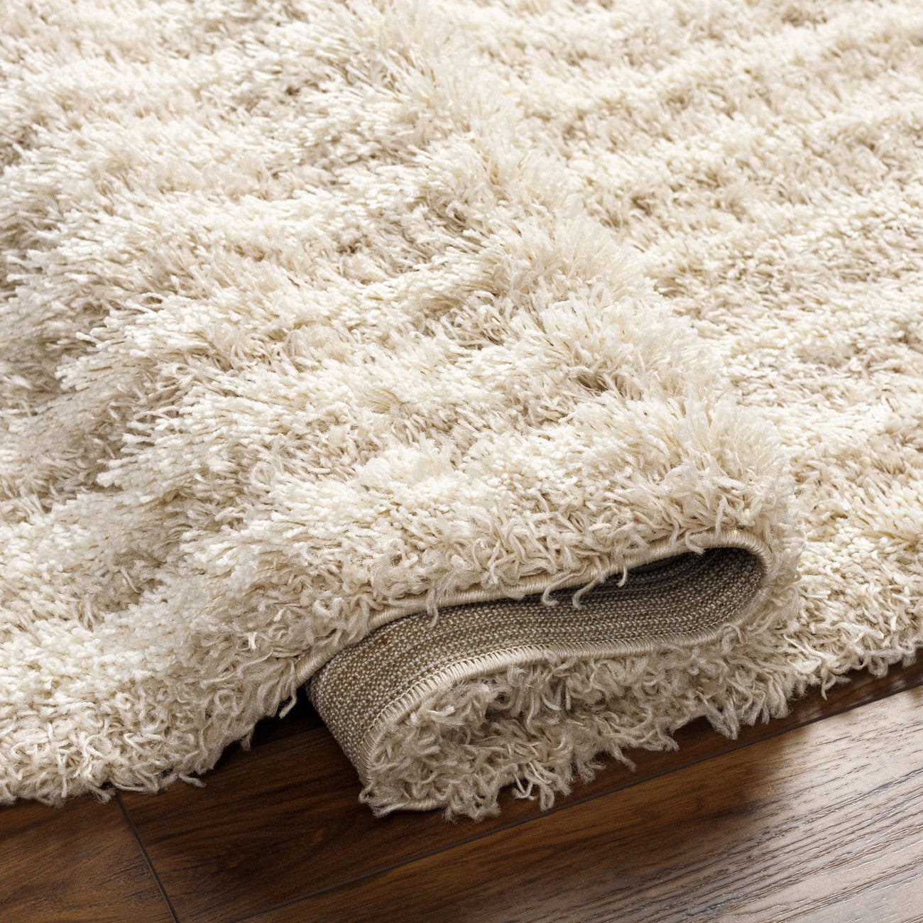 CHRISTINA Shaggy Modern Plush Pile Beige Area Rug Fold