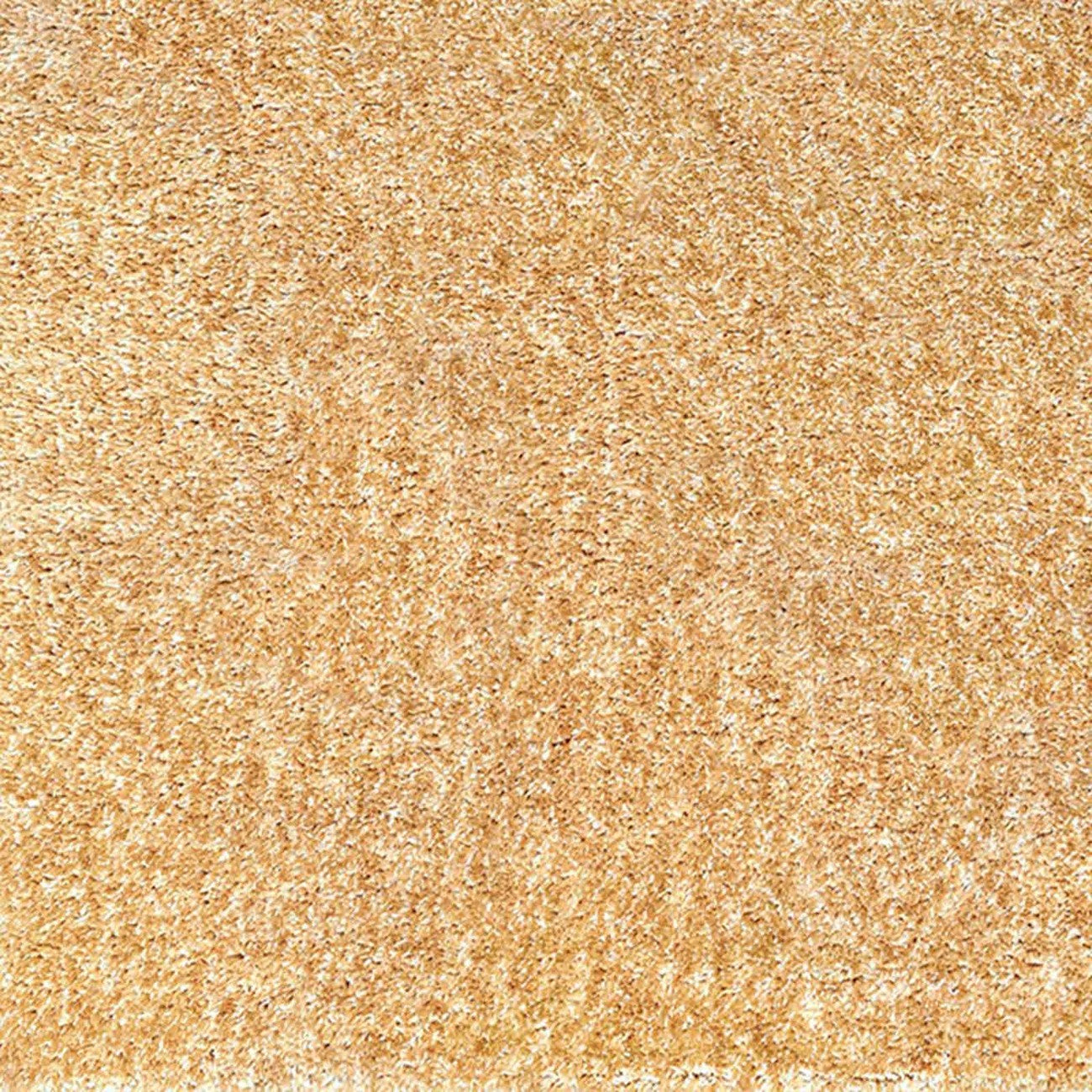 CLAIRE Round Shaggy Solid Color Plush Pile Mustard Area Rug Swatch