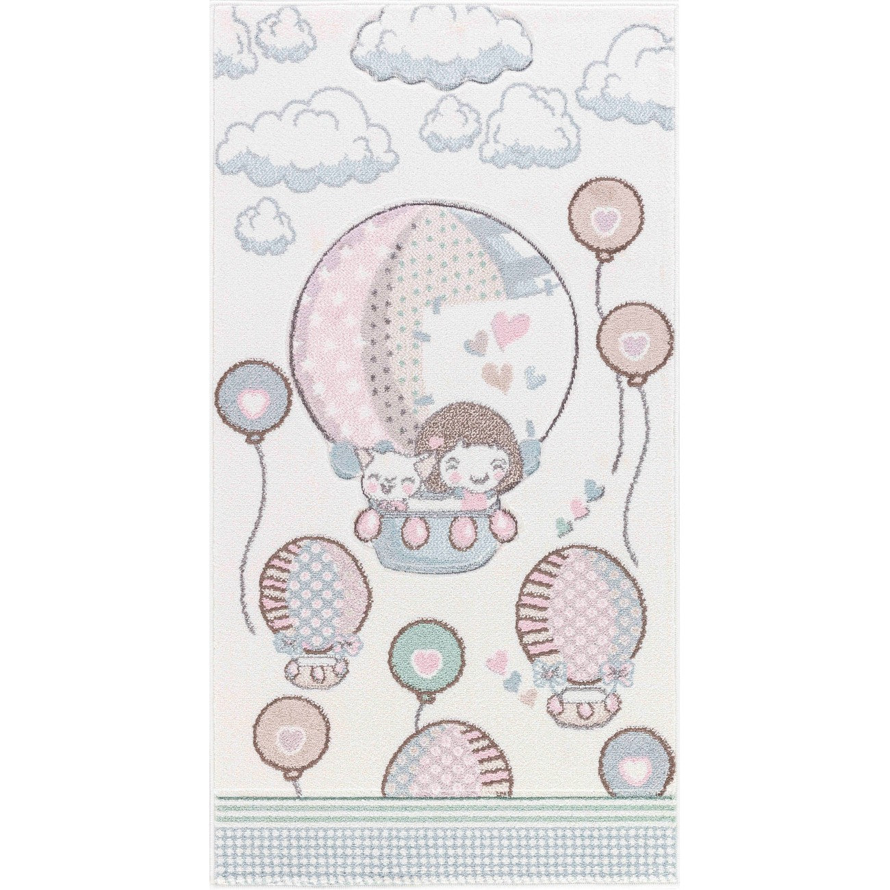 CUTE LOON Modern Beige/Pink Kids Room Rug Flat