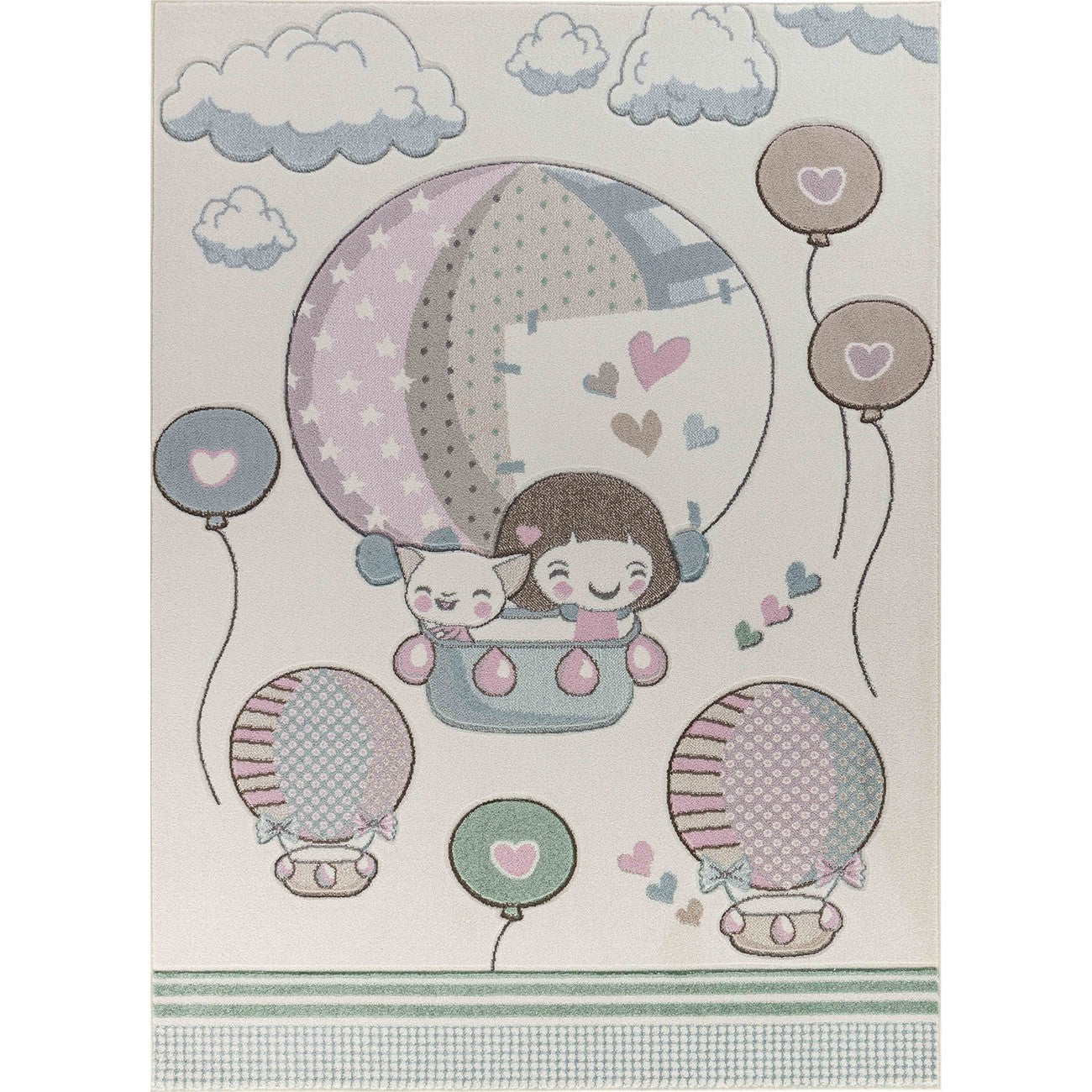 CUTE LOON Modern Beige/Pink Kids Room Rug Flat