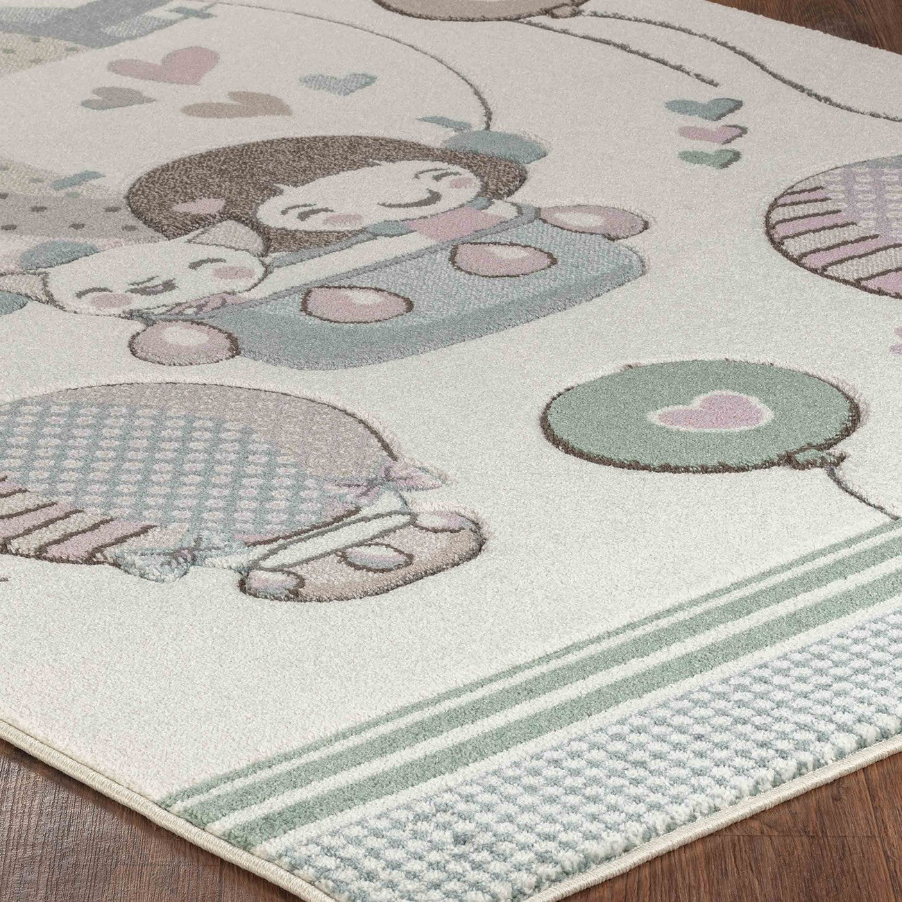 CUTE LOON Modern Beige/Pink Kids Room Rug Corner