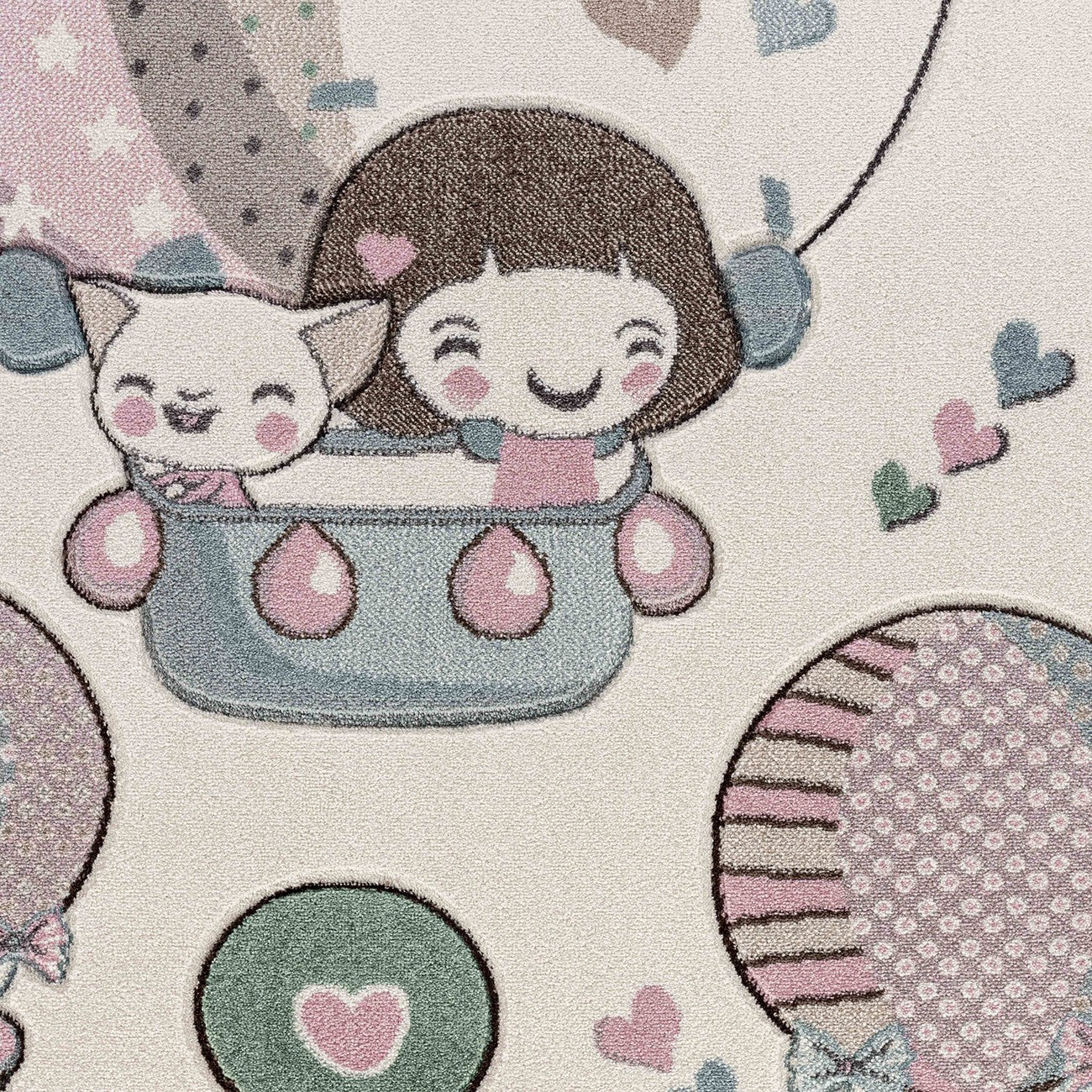CUTE LOON Modern Beige/Pink Kids Room Rug Swatch