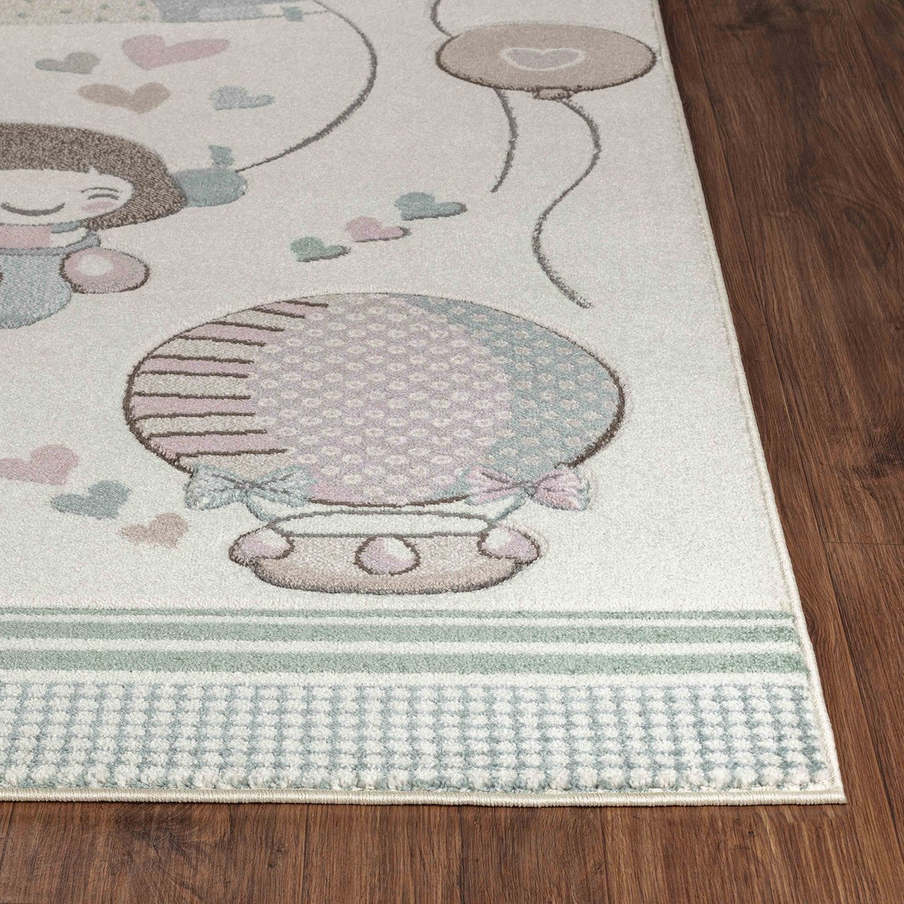 CUTE LOON Modern Beige/Pink Kids Room Rug Front