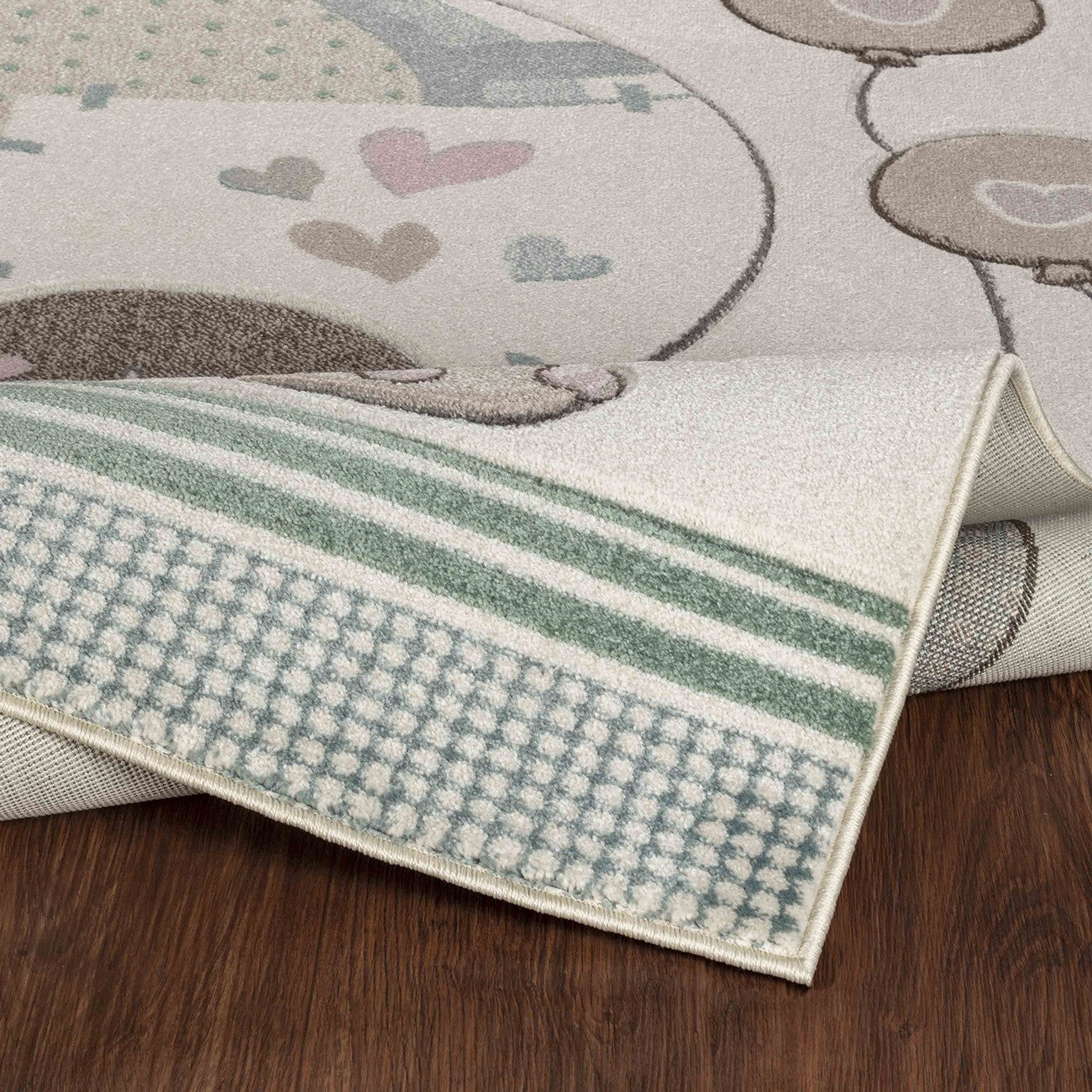 CUTE LOON Modern Beige/Pink Kids Room Rug Fold