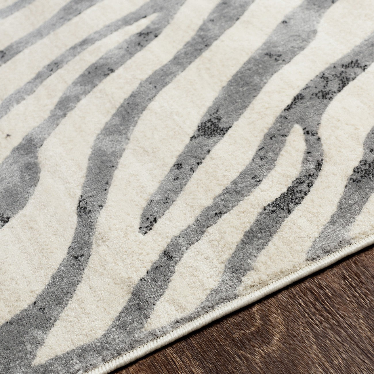 CYBELE Scandi Boho Zebra Charcoal Area Rug Texture