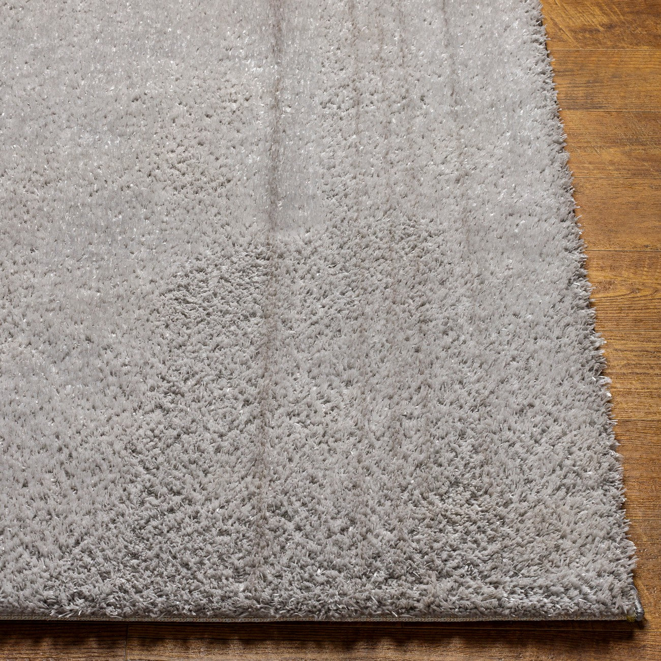 CLAIRE Round Shaggy Solid Color Plush Pile Grey Area Rug Front