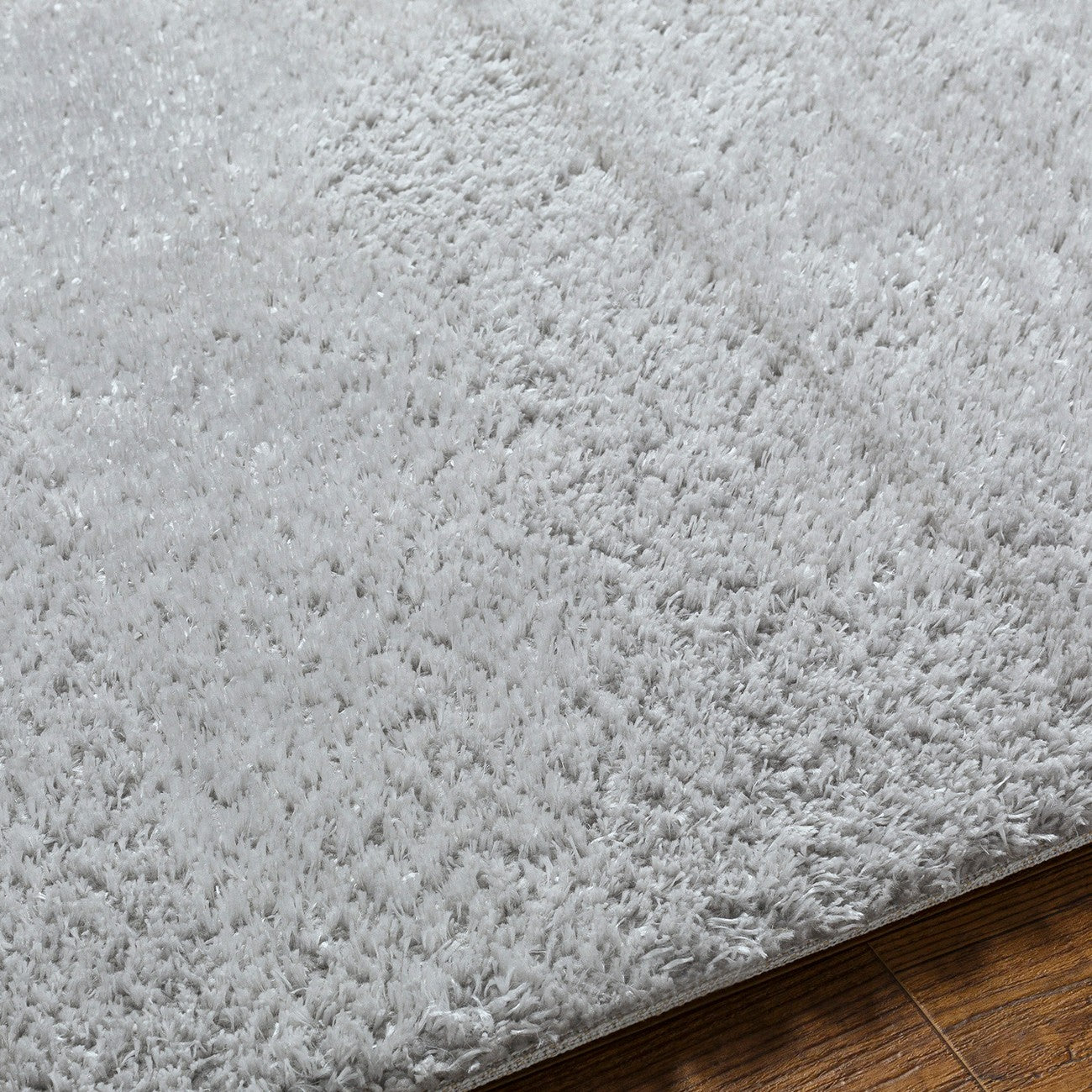 CLAIRE Round Shaggy Solid Color Plush Pile Grey Area Rug Texture