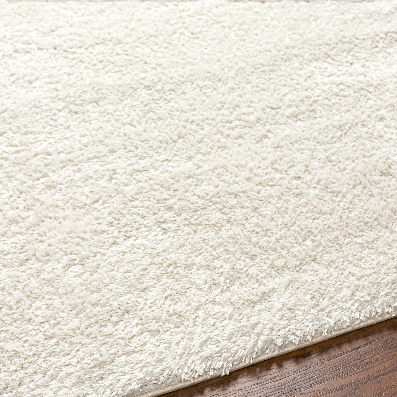 CLAIRE Round Shaggy Solid Color Plush Pile Light Grey Area Rug Texture